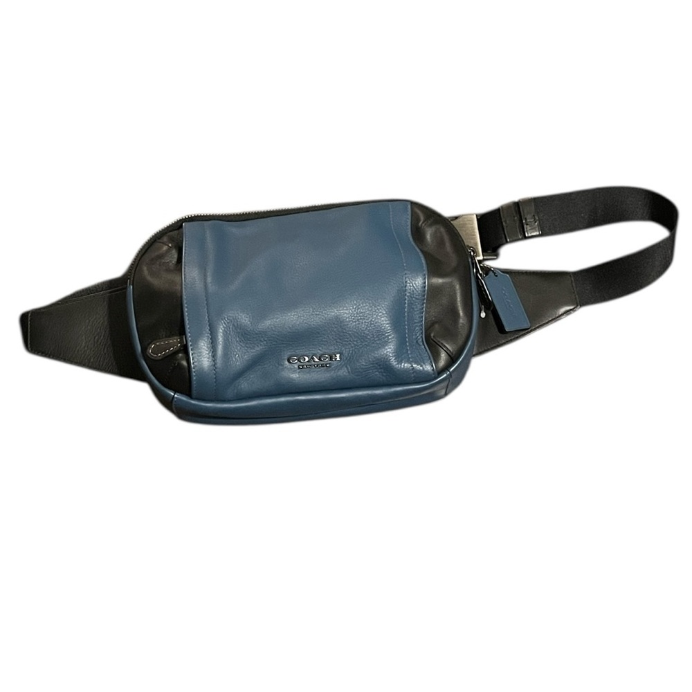 Coach Two-Tone Leather Belt Bag in Blue and Black - Picture 2 of 10